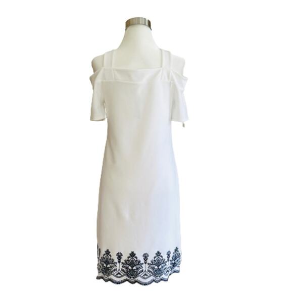 The Limited Dress White Black Embroidery Short Sleeve Summer Dress Small NEW - Picture 5 of 12